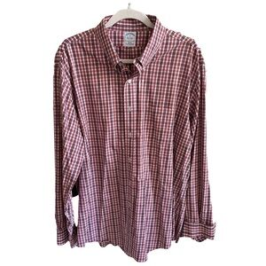 Brooks Brothers Burgundy Plaid Button Down Shirt